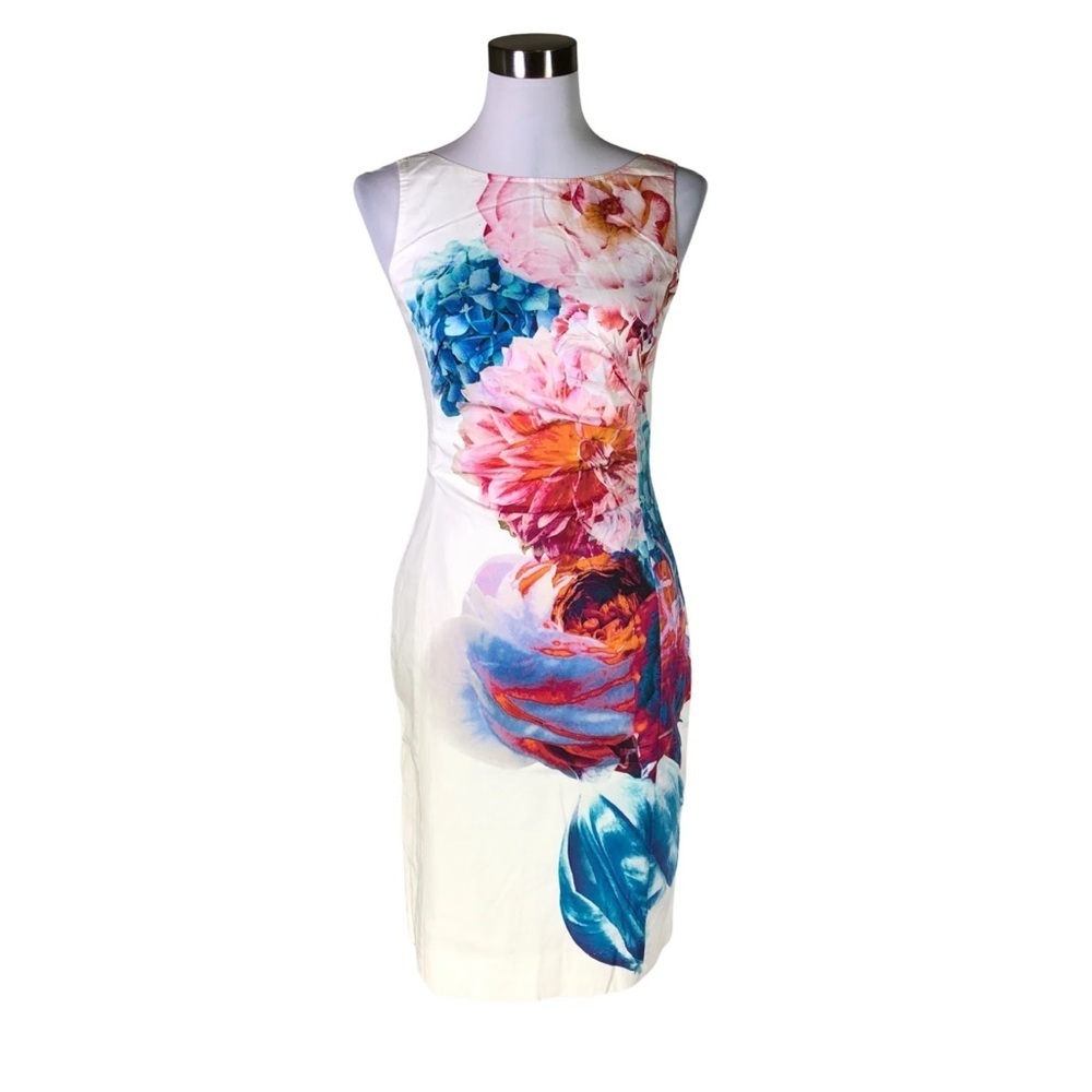 Marc Cain Women's Floral Midi Dress - White and Blue